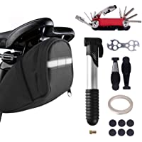 MASPODER Bolsa Bicicleta Sillin- Kit Herramientas Bicicleta- con Bomba de Aire Bicicleta Portatil- Kit Parches Bicicleta…